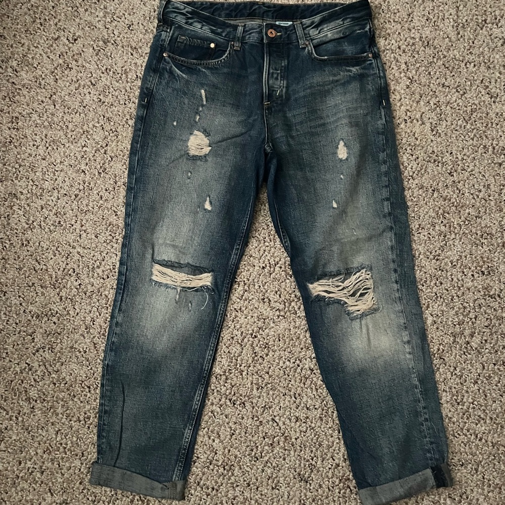 H&M Cropped Factory Distressed Jeans 29 8